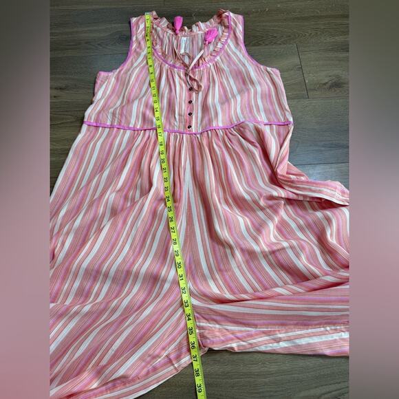 NWOT Anthropologie Visayas Boho Relaxed Striped Wide Leg Jumpsuit Pink Size Lrg - Picture 13 of 15